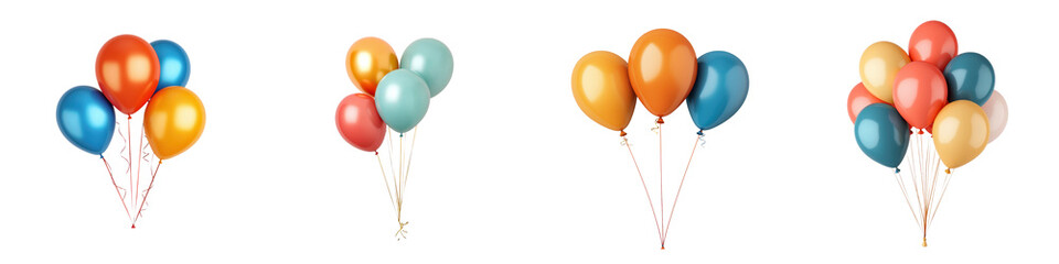 Obraz premium A vibrant bouquet of multicolored balloons of various shapes and sizes floating elegantly and bringing a sense of joy and festivity to a celebratory event or party