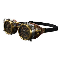 Steampunk Brass Goggles on Transparent Background