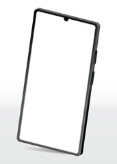 Realistic smartphone mockup. Mobile phone vector with isolated on white background. Device front view. 3D mobile phone with shadow. Realistic, high quality smart phone mockup for ui ux presentation.