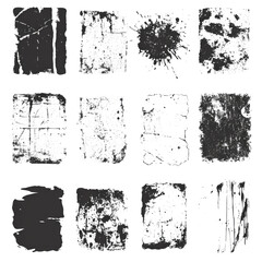Collection of abstract grunge black and white texture patterns