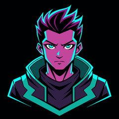 Cyberpunk Anime Character Vector – Neon Glow T-Shirt Design
