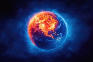 Global climate crisis impacting earth outer space digital art cosmic environment dramatic viewpoint