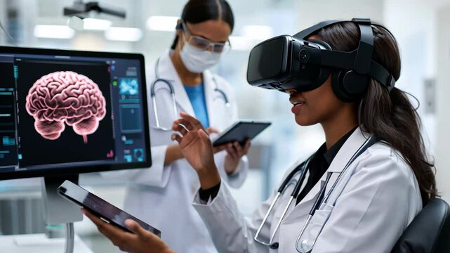 Advanced brain imaging technology in a modern clinic for enhancing cognitive performance.