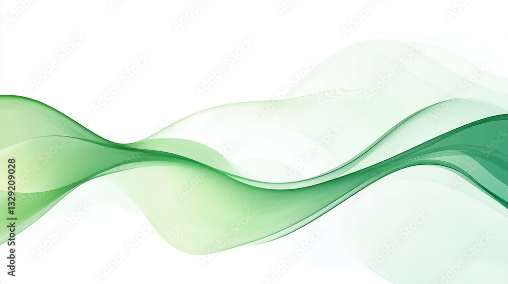 Poster green abstract wave background.smooth transparent lines in the form of a wave