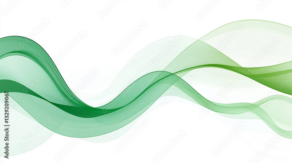 Poster green abstract wave background.smooth transparent lines in the form of a wave
