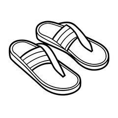 Isolated Outline of a Pair of Sandals – Minimalist Vector Illustration, Sandals Outline Icon – Simple Footwear Vector, Black and White Sandals – Minimalist Summer Shoes, Casual Sandals Vector
