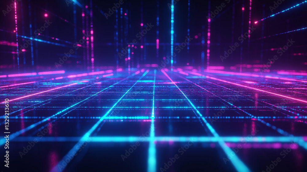 Poster abstract background 3d rendering with neon effect. futuristic technology style