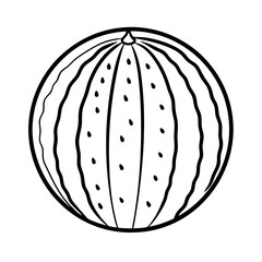 Watermelon Line Art – Minimalist Black and White Fruit Illustration, Watermelon Line Drawing – Simple Outline Vector,  Watermelon Slice Sketch – Minimalist Fruit Icon, Black and White Watermelon
