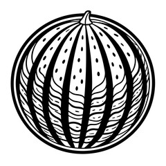 Watermelon Line Art – Minimalist Black and White Fruit Illustration, Watermelon Line Drawing – Simple Outline Vector,  Watermelon Slice Sketch – Minimalist Fruit Icon, Black and White Watermelon
