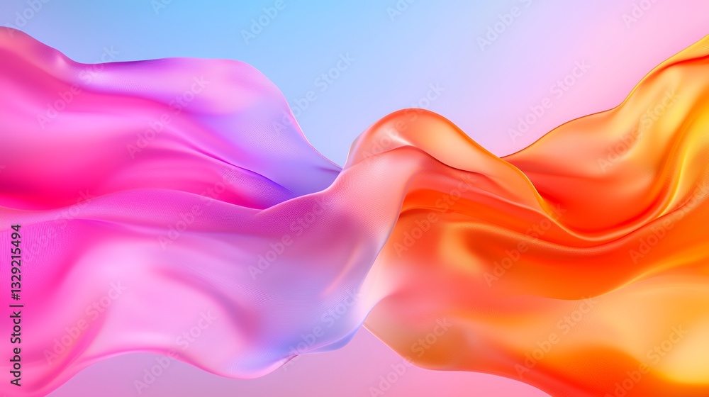 Poster flowing fabric abstract with gradient color transition background texture