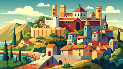 View of Goceano's castle in Burgos, Sardinia, italy. Sardinia architecture and landmark.