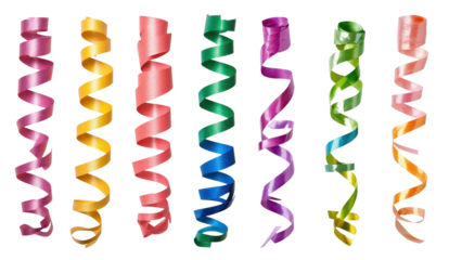Bright curly ribbons in a rainbow of colors
