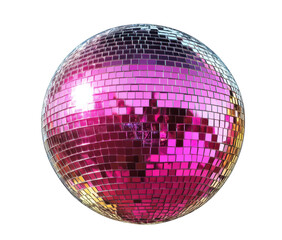 Shiny pink disco ball glowing under bright lights