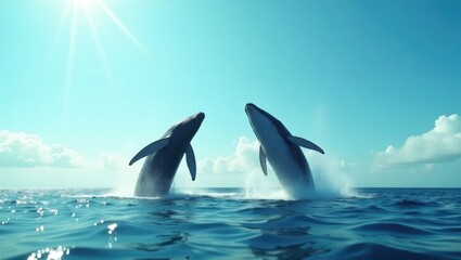 Fototapeta premium whales leaping