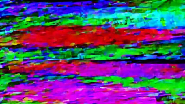High-tech glitch patterns emulating a futuristic TV malfunction, ideal for sci-fi or digital themes.