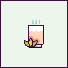 Aesthetic Tea Icon with Delicate Plant Accent for Wellbeing Concepts