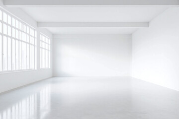 Fototapeta premium large empty room with white walls and windows
