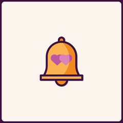 Stylish notification bell icon featuring playful heart symbols for reminders