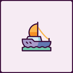 Stylish sailing boat icon with vivid colors and contemporary design style