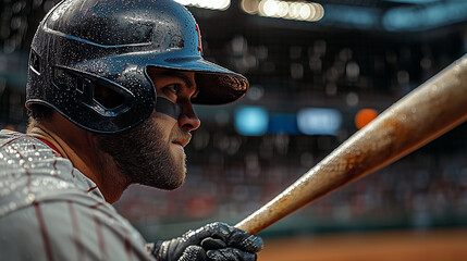  Baseball Game: Close-Up of Batter Ready to Swing