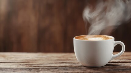 A beautifully crafted cup of coffee with latte art sits on a rustic wooden table, symbolizing artistry, coffee culture, and a moment of indulgence for enthusiasts.