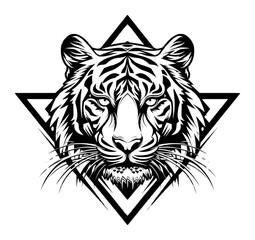 PNG Tiger logo stencil symbol.