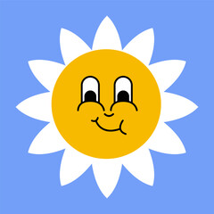 Daisy flower smiling face, cute sunflower emoji for different emotions, great for adding joy to your designs
