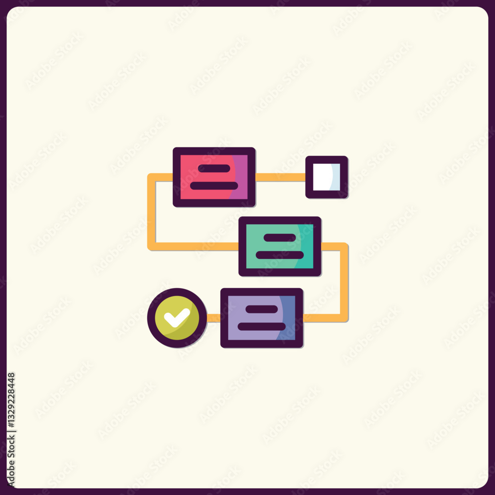 Poster system workflow outline icon process management and task execution diagram