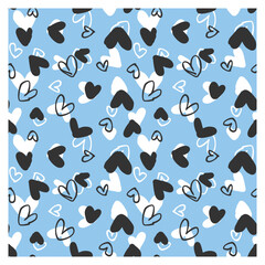 seamless pattern of graffiti black and white hearts