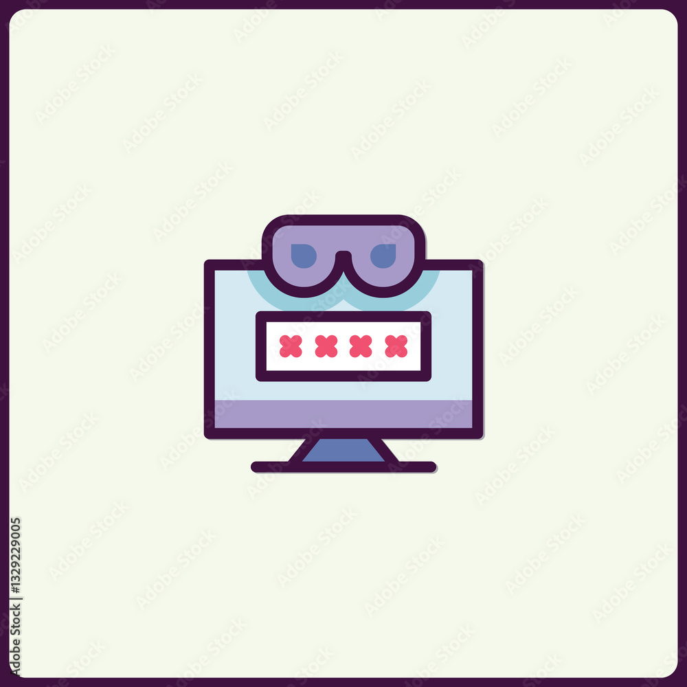 Poster protected access illustration: security icon representing encrypted data