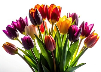 Fototapeta premium Silhouette of a bridal tulip bouquet, isolated, showcasing elegant wedding floral design.