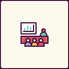 Graphical representation of corporate meeting presentation icon format