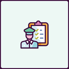 Compliance assurance illustration officer security service with checklist icon