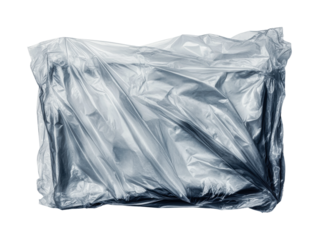 Wrinkled clear plastic bag isolated on white background, cut out