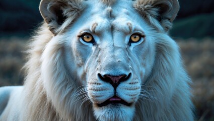 Fototapeta premium Close-up of a white lion's face
