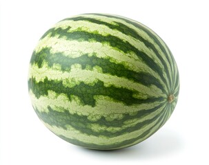 Isolated Ripe Watermelon on White Background Fresh and Healthy Summer Fruit