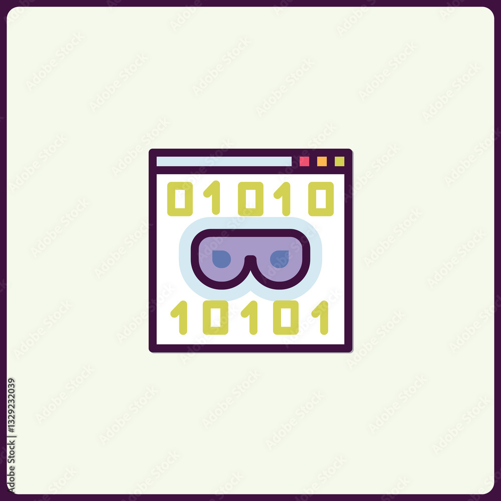 Poster virtual reality digital data icon representing immersive technological experience
