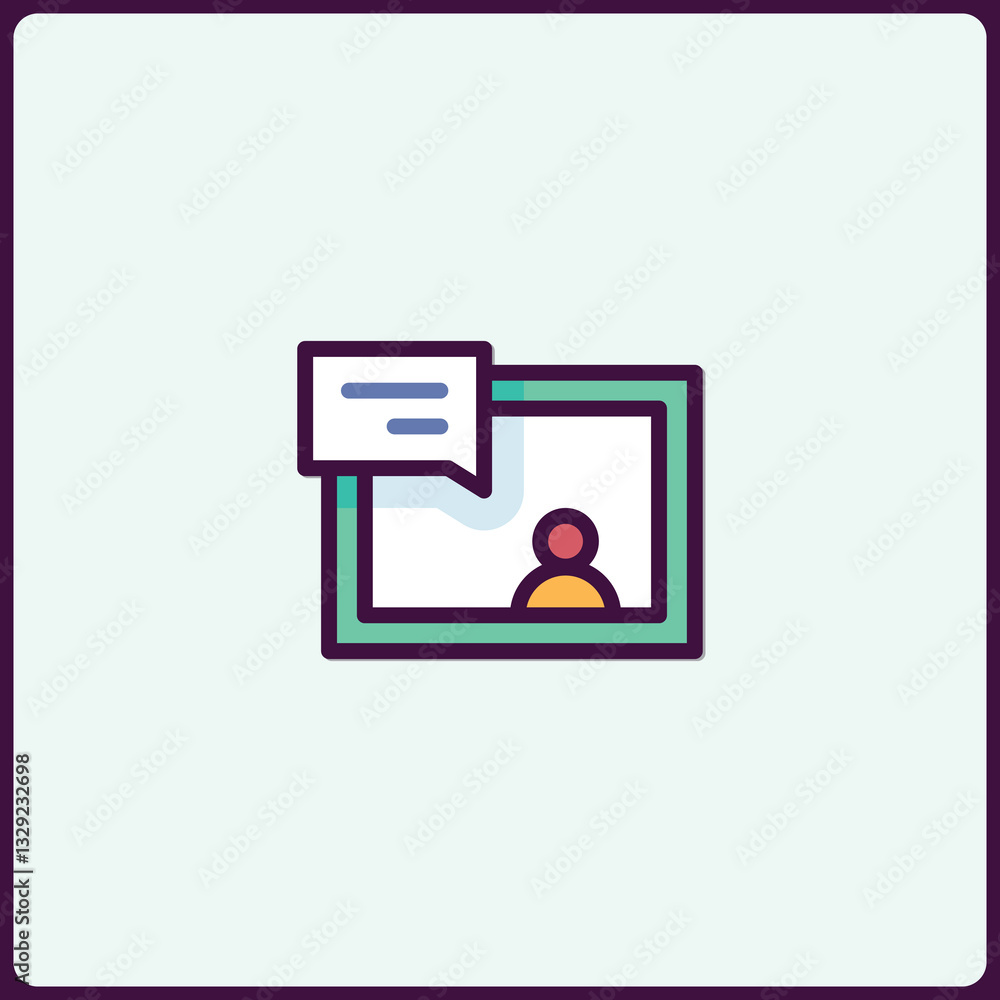 Poster modern remote communication concept icon with message bubble design