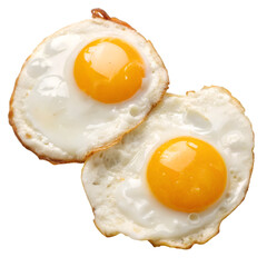 fried eggs on white background