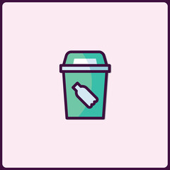 Graphic illustration of a recycling bin, embodying ecological concepts