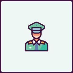 Stylized vector illustration of a military officer in uniform icon