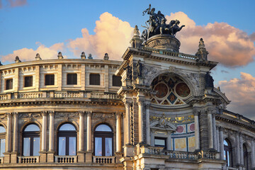 Close up of the Saxon State Opera (Semperoper) Dresden in dusk