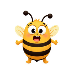 Obraz premium Cartoon Bee with Transparent Background