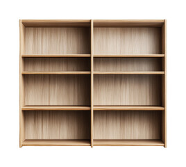 Wooden bookshelf with eight shelves - natural finish and minimalist design, cut out