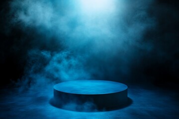 Circular Platform in Blue Foggy Environment