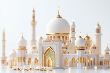 Obraz premium 3D Eid Greeting Card Isolated and White Background