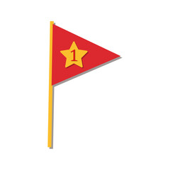 Fan flag with number one. Raised red fan flag with number 1, support for the team in the sports championship.