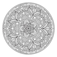 Mandala. Ethnic decorative element. Hand drawn backdrop. Islam, Arabic, Indian, ottoman motifs.