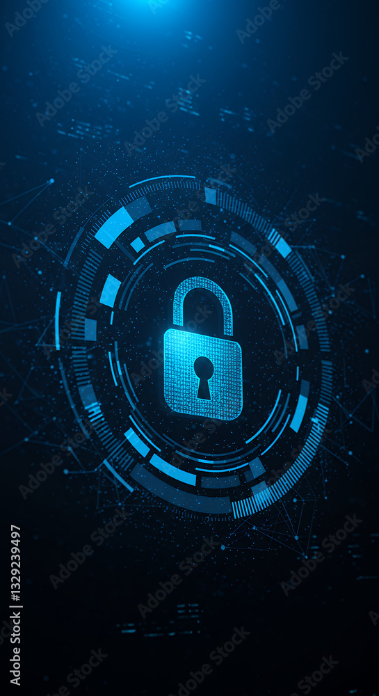 Aufkleber digital security lock: blue tech protection | cyber safety, data privacy, & encryption | secure netw