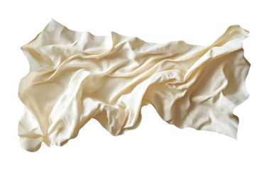 Soft cream fabric with elegant folds and drapes in natural light, cut out